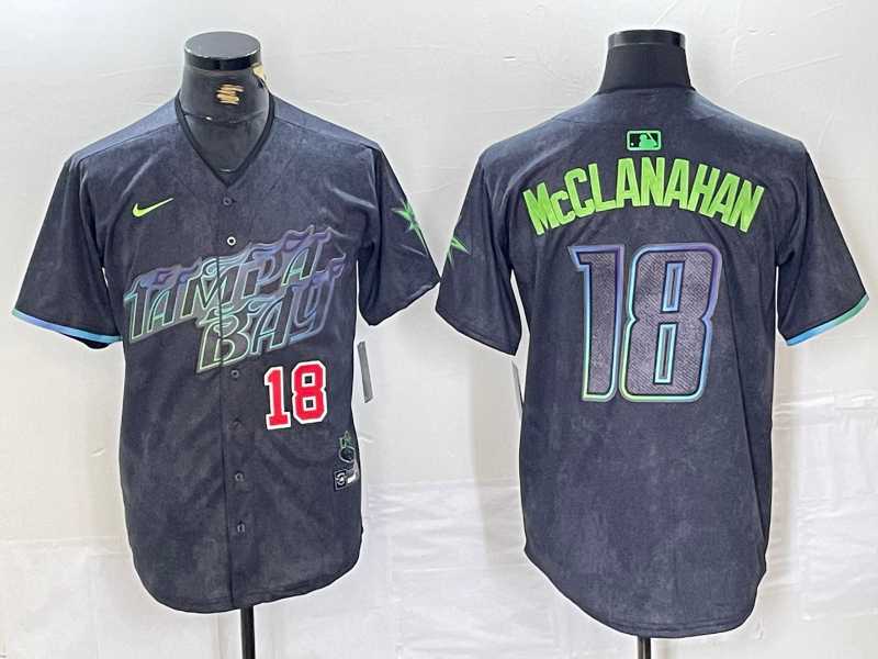 Men%27s Tampa Bay Rays #18 Shane McClanahan Number Charcoal 2024 City Connect Limited Stitched Jerseys->tampa bay rays->MLB Jersey
